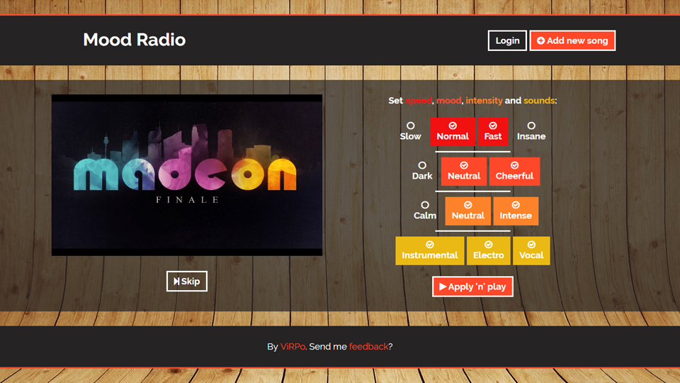 Mood Radio interface